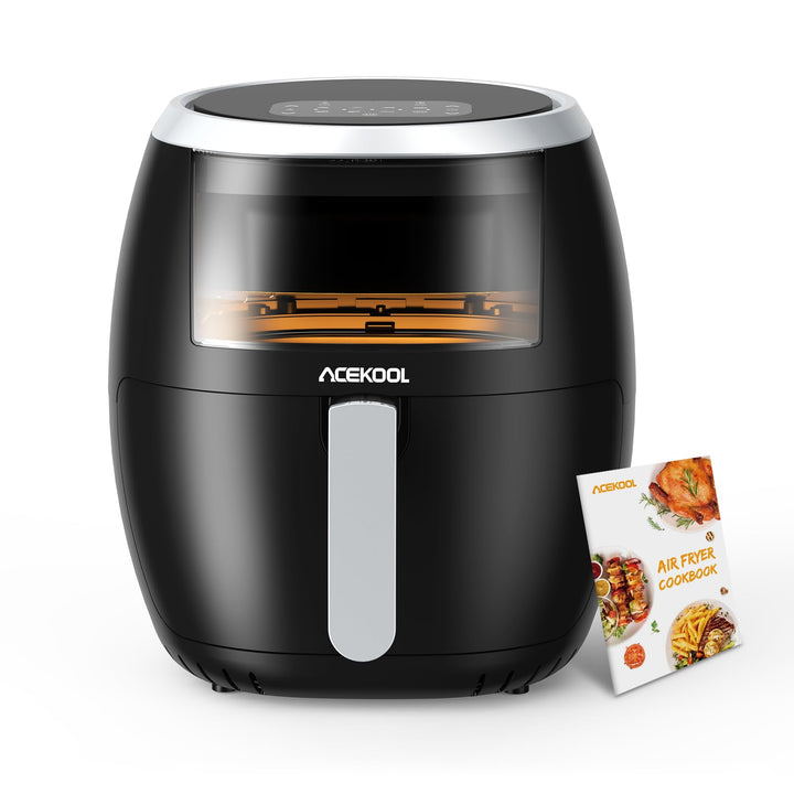 Heissluftfritteuse, Heissluftfritteuse onhe Öl 8L 1800W, Air Fryer mit Sichtfenster, Einstellbare Te