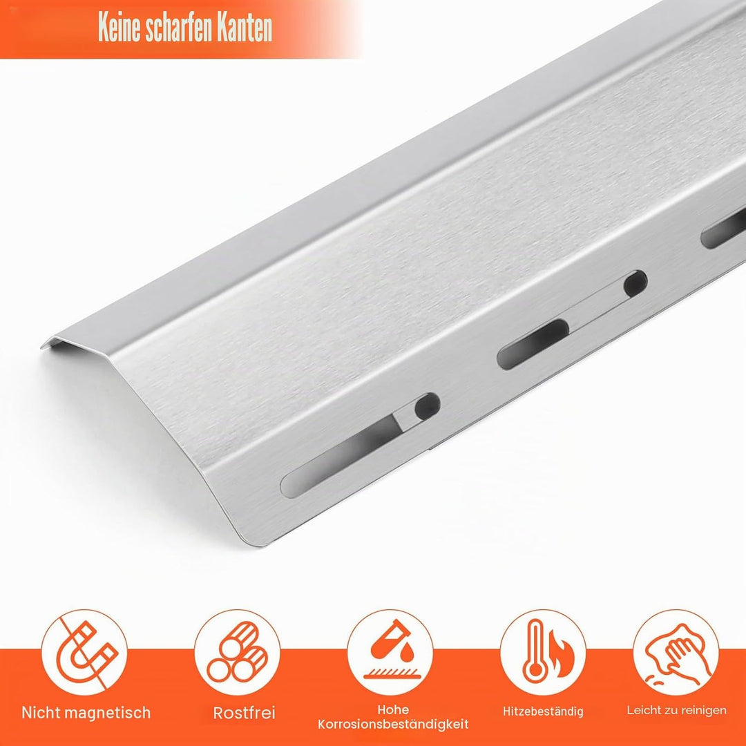 GFTIME 30-72cm Brennerabdeckung Universal Gas Grill Ersatz Edelstahl Heizplatte für Enders, Taino, P