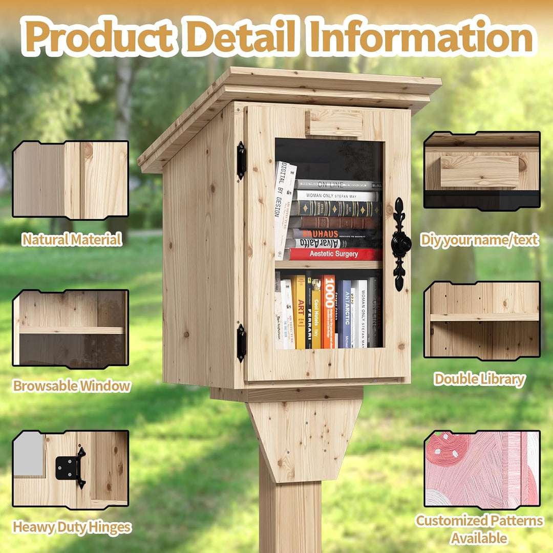 MSFE Kinderregal Bücherregal, Doppelte Kleine Bibliothek Box für Draussen mit Regal, Hängeregal DIY-