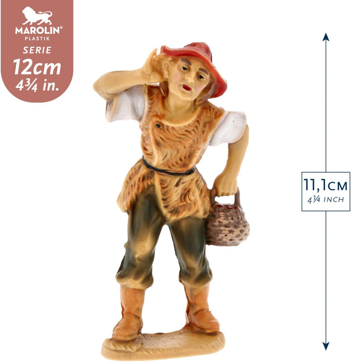Marolin Hirte lauschend mit Korb, zu 12cm Fig. (Kunststoff)
