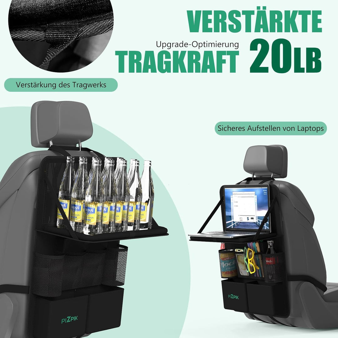 Auto Organizer,2 Grosse Rückenlehnenschutz,Autositz Organizer Kinder mit Klapptisch, 12 Taschen,wass