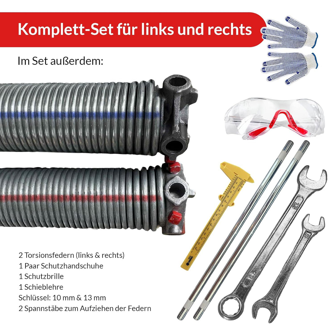 KASTOM Garagentor Torsionsfedern Set SPRINGSERVICE verzinkt 1 Paar Federn links rechts – Ersatzfeder