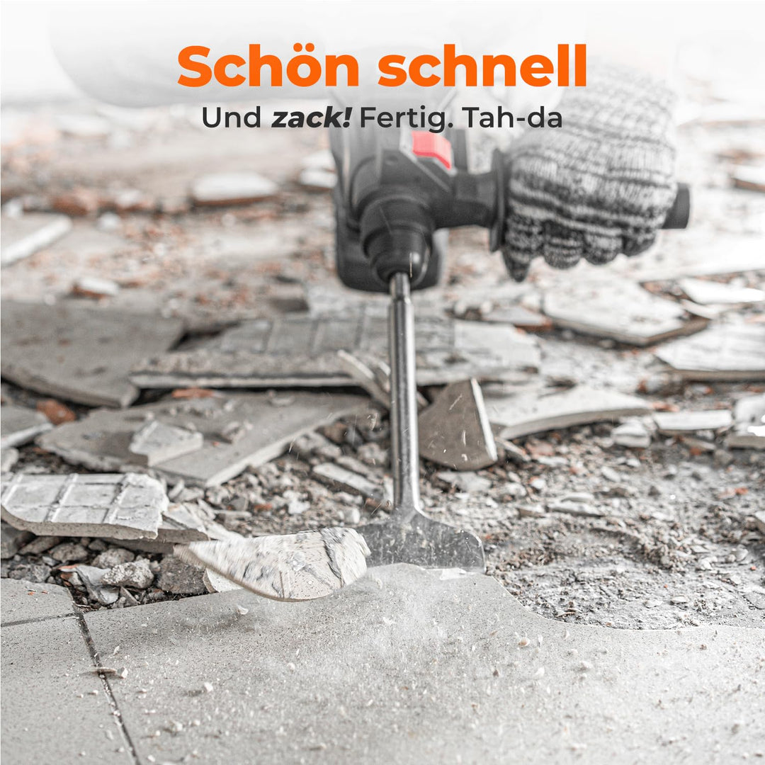 BAUBECK Meissel Set für Beton & Mauerwerk - SDS Plus - LONG LIFE [4tlg] - 250mm lang, angewinkelt un