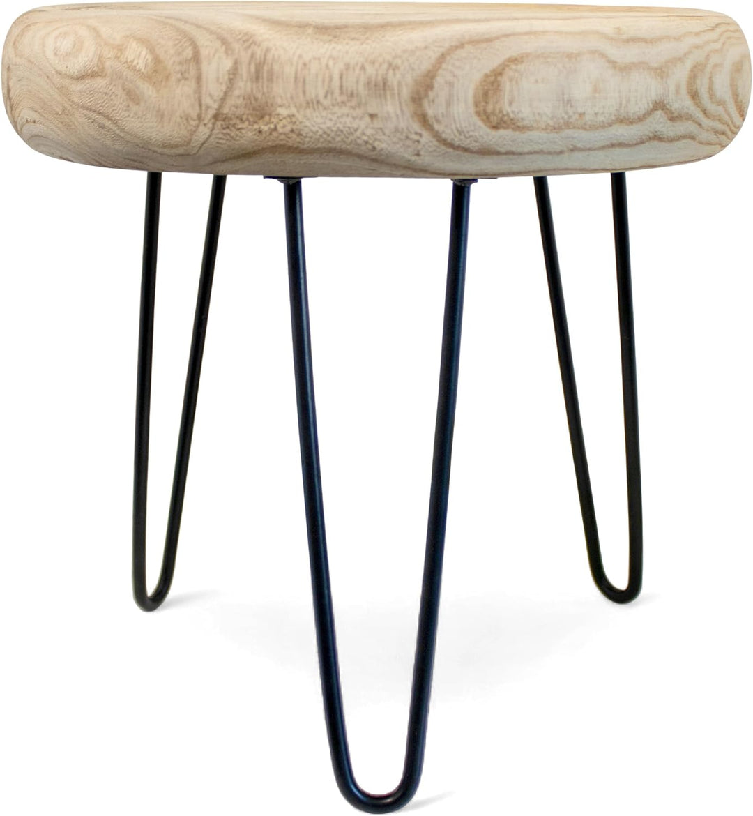 Spetebo Holz Blumenhocker Natur mit 3 Beinen - 32 cm - Massivholz Pflanzenständer rund naturbelassen