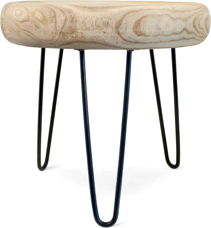 Spetebo Holz Blumenhocker Natur mit 3 Beinen - 32 cm - Massivholz Pflanzenständer rund naturbelassen