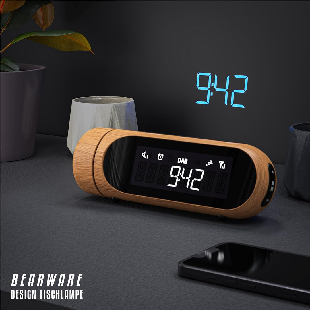 CSL - DAB Plus Radio - Radiowecker Projektionswecker digital – DAB/DAB+ / FM Radio mit je 20 Speiche