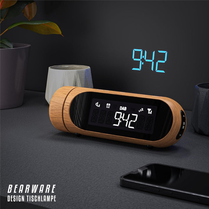 CSL - DAB Plus Radio - Radiowecker Projektionswecker digital – DAB/DAB+ / FM Radio mit je 20 Speiche
