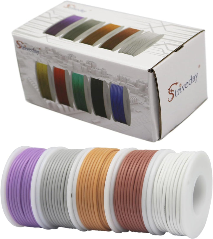 Striveday Flexibler Silikondraht, 26 AWG, elektrischer Draht, 26 Gauge, verzinntes Kupfer, 300 V Kab