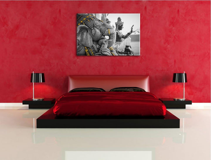 thailändische Elefantengottheit schwarz/weiss Format: 100x70 auf Leinwand, XXL riesige Bilder fertig