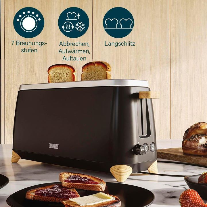 Princess Toaster Pure – Für 2 Scheiben gleichzeitig – 7 einstellbare Bräunungsstufen – Abbruch-, Auf