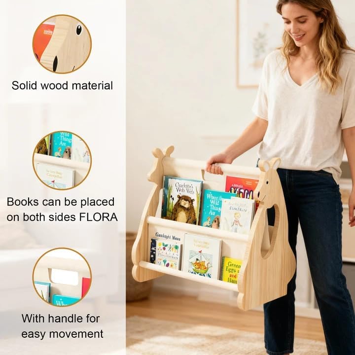 CAIEJSAEN Kinder Bücherregal aus Holz Montessori Regal für Kinderzimmer Möbel Buch-Organizer für Kin