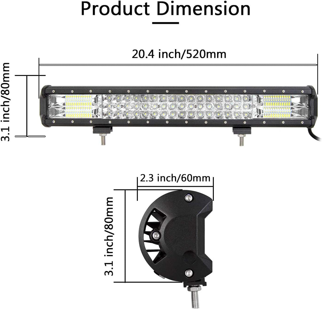 LED Arbeitsscheinwerfer Bar, SKYWORLD 20 Zoll 288W LED Scheinwerfer Lightbar 12V 24V mit Kabelbaum F
