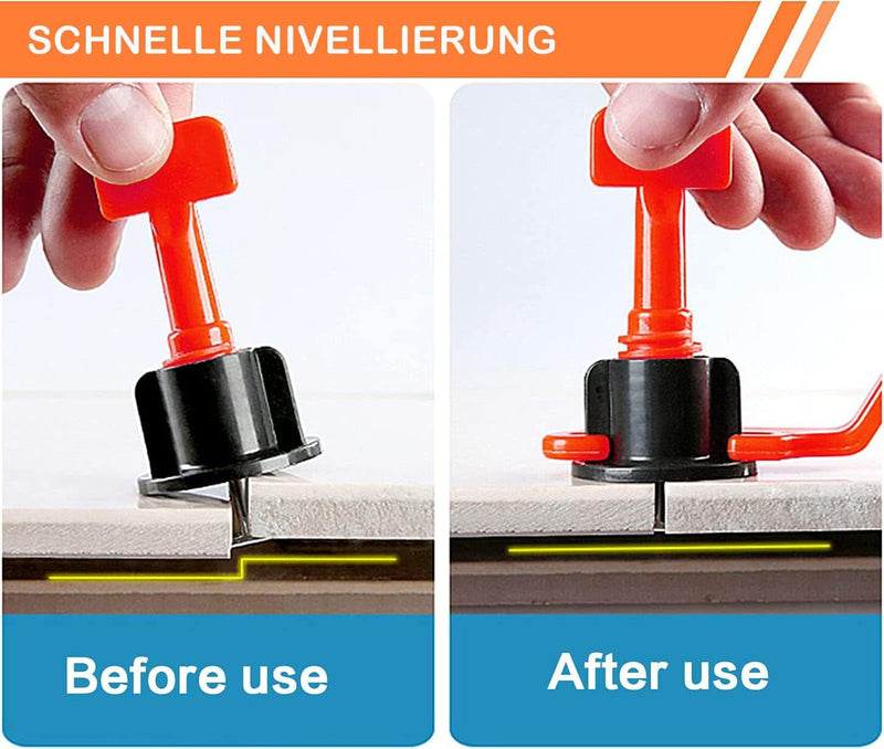 400 Stück Revolutionäres Fliesen Nivelliersystem, Mit 100 Nivelierset Keile,100 Pcs 1mm/2mm/3mm Flie