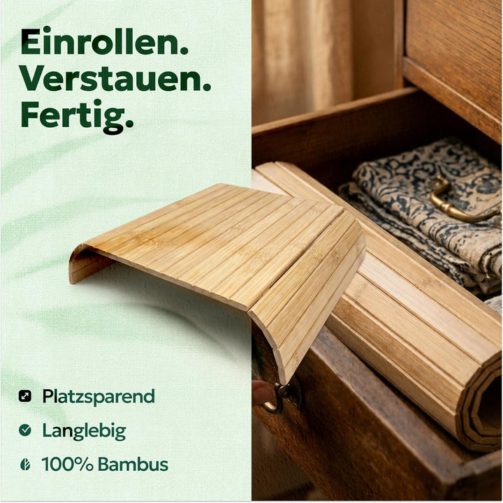 BAM BOO BOX Sofatablett aus Bambus - Couch Tablett flexibel - Sofatablett Armlehne - Sofa Tablett Ho