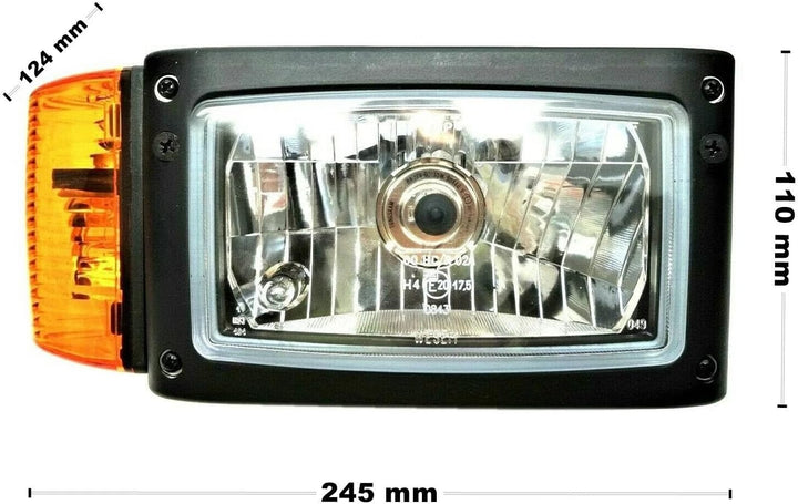 Ml MelTruck® 2x H4 Scheinwerfer mit Blinker 24V für Radlader Baumaschinen Bagger Schlepper JCB Merlo