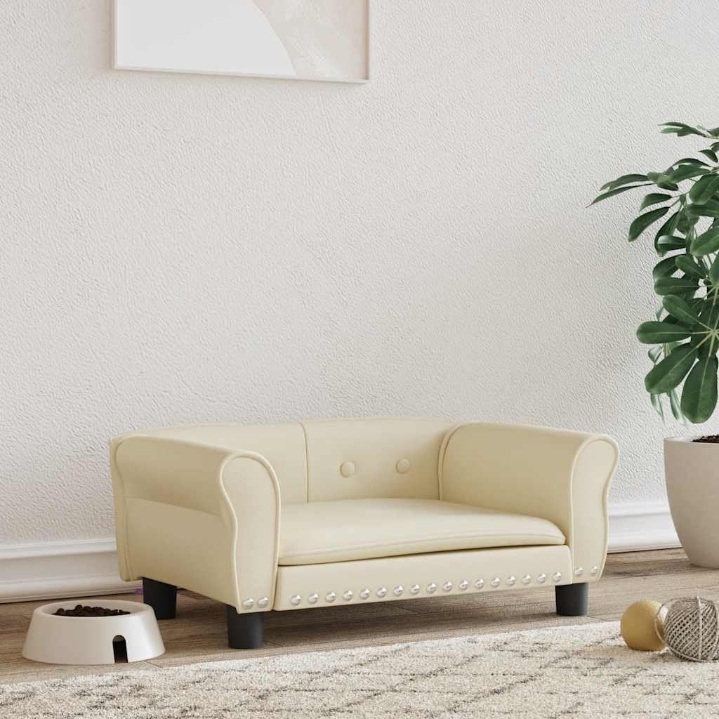vidaXL Hundebett Creme 70x45x30 cm Kunstleder 70 x 45 x 30 cm Creme, 70 x 45 x 30 cm Creme