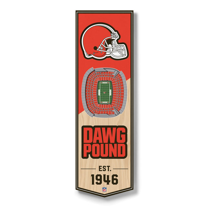 YouTheFan NFL 3D Stadion Banner, 15,2 x 48,3 cm Cleveland Browns, Cleveland Browns