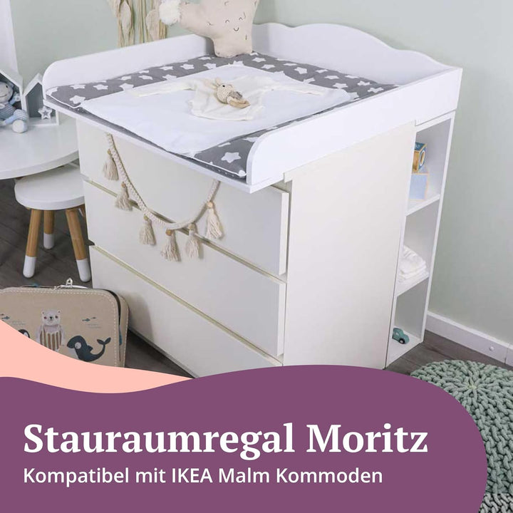 Puckdaddy Moritz | Stauraumregal kompatibel mit IKEA Malm Kommoden | 19x30x75cm | Regal aus Holz in