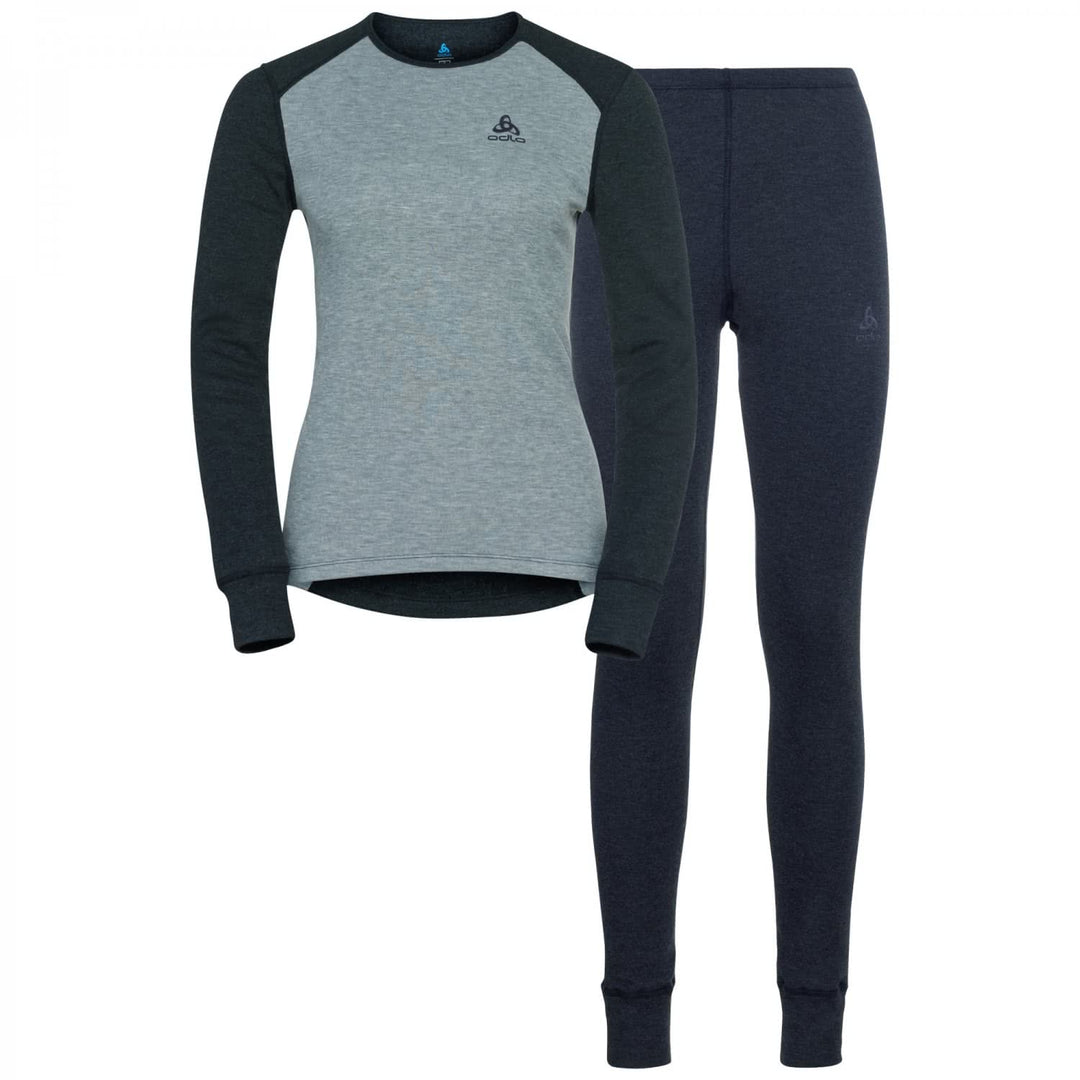 Odlo Damen Funktionsunterwäsche Set Active WARM ECO L Dark Grey Melange - Grey Melange, L Dark Grey