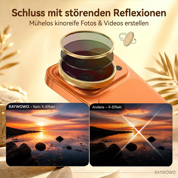Snap-On Verstellbarer ND-Filter VND2-32 für iPhone 17 Pro &amp; Pro Max | 9,5g Ultraleichter Polfilter m