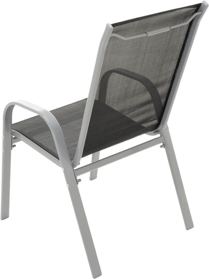 Nexos Trading Bistroset Balkonset – Gartengarnitur Sitzgarnitur aus Glastisch & Stapelstuhl – Stahlg