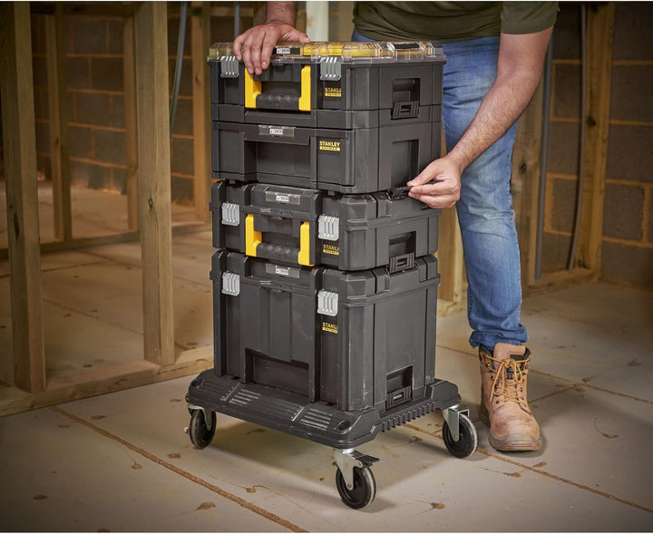 Stanley FatMax TSTAK Aktions-Tower, Bestehend aus Boxen V, III, II, VI und Rollenwagen, robust, Stap