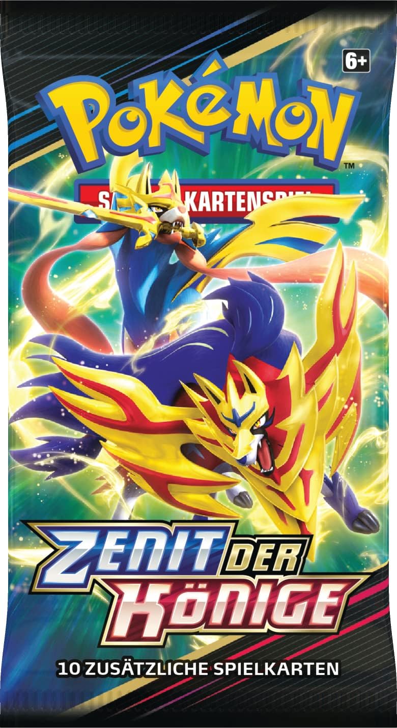 Pokémon-Sammelkartenspiel: Tin-Box Zenit der Könige – Galar-Zapdos (1 holografische Karte &amp; 4 Booste