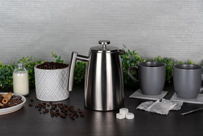 Café Stål Belmont Doppelwandiger Kaffeebereiter aus hochwertigem 18/10 Edelstahl – 12 Mokktassen, 1.