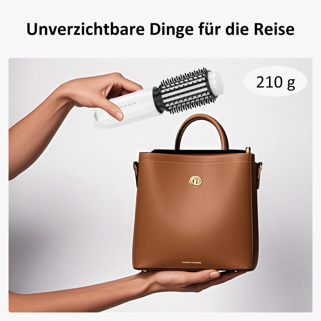 Leeko Kabellose beheizte Lockenbürste, 3 in 1 Heisse Haarbürste 40mm, tragbarer beheizter Lockenstab