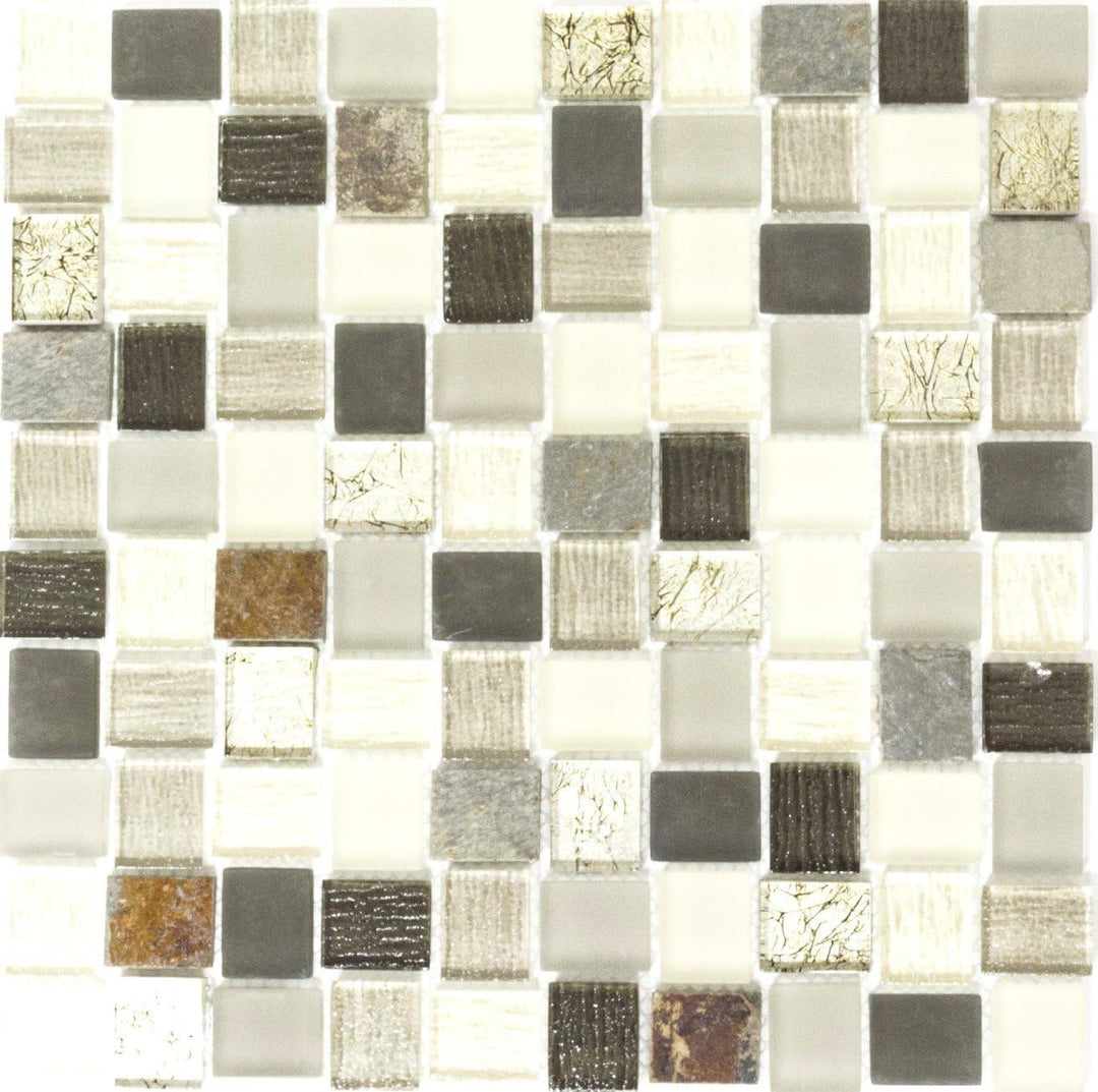 Mosaik Rechteck Crystal/Stein mix rustik Glasmosaik Transluzent Transparent 3D, Mosaikstein Format: