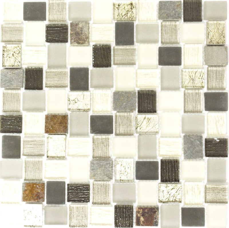 Mosaik Rechteck Crystal/Stein mix rustik Glasmosaik Transluzent Transparent 3D, Mosaikstein Format: