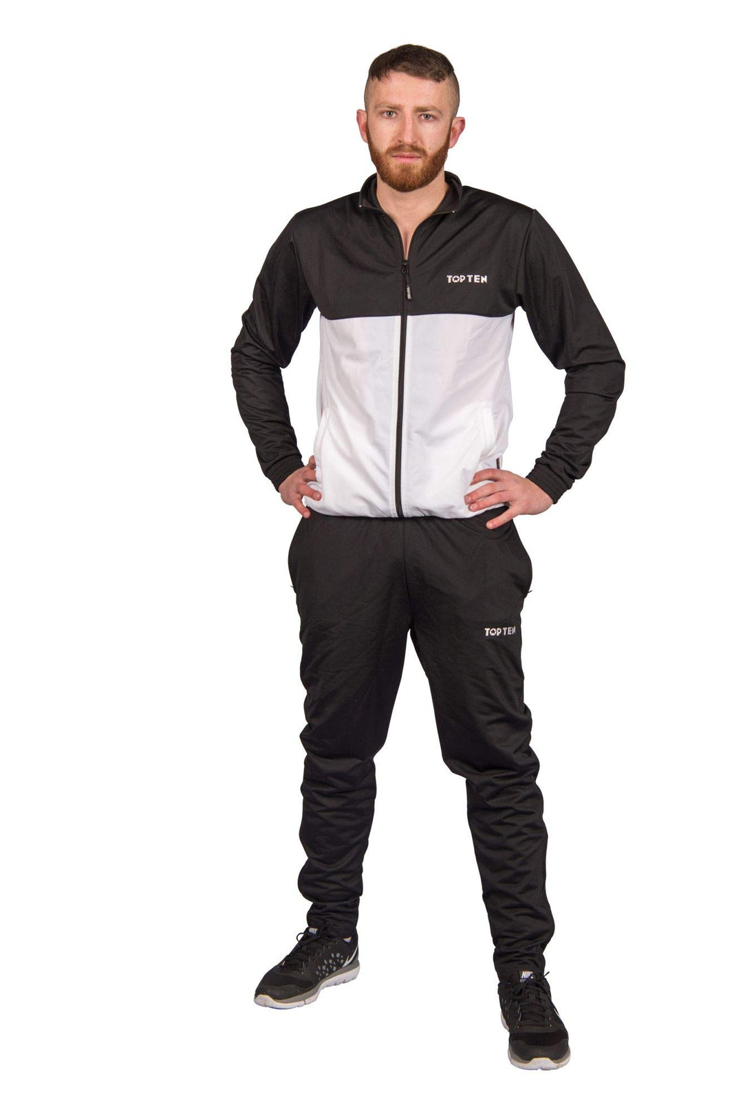 TOP TEN Trainingsanzug „Slimfit“ L Schwarz - Weiss, L Schwarz - Weiss