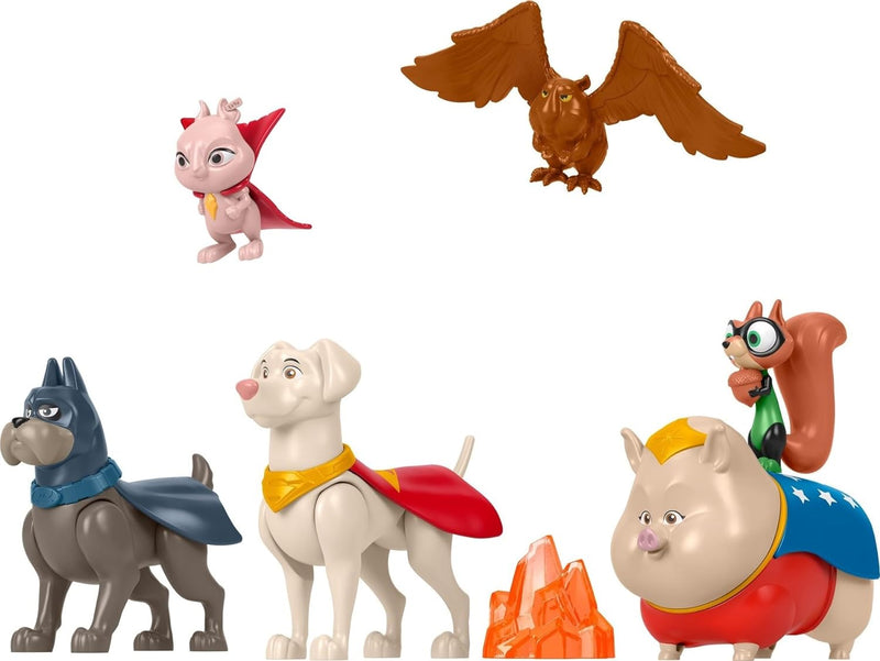 DC Super Pets HGL00 - DC League of Super-Pets Spielfigurenset, Set mit 6 Figuren und Phantasiespielz