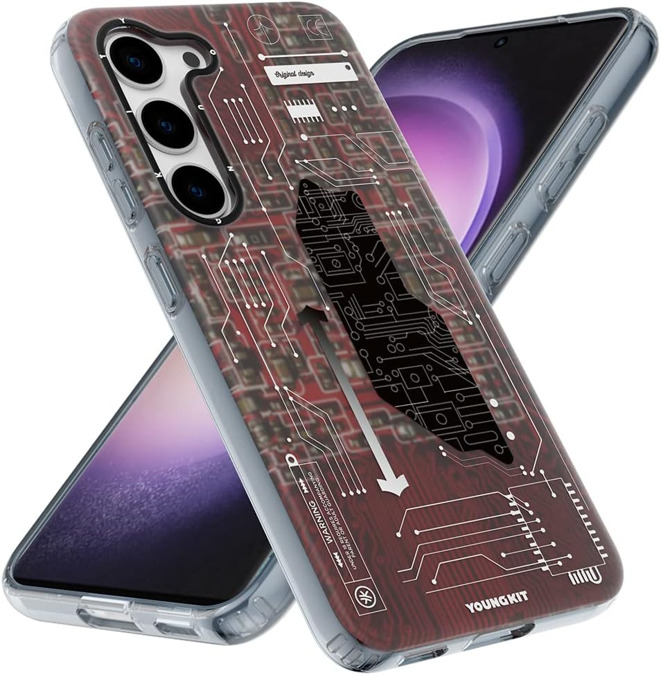 YOUNGKIT Handyhülle für Samsung Galaxy S23 Plus,Schutz in Militärqualität, Leiterplatten Muster Krat