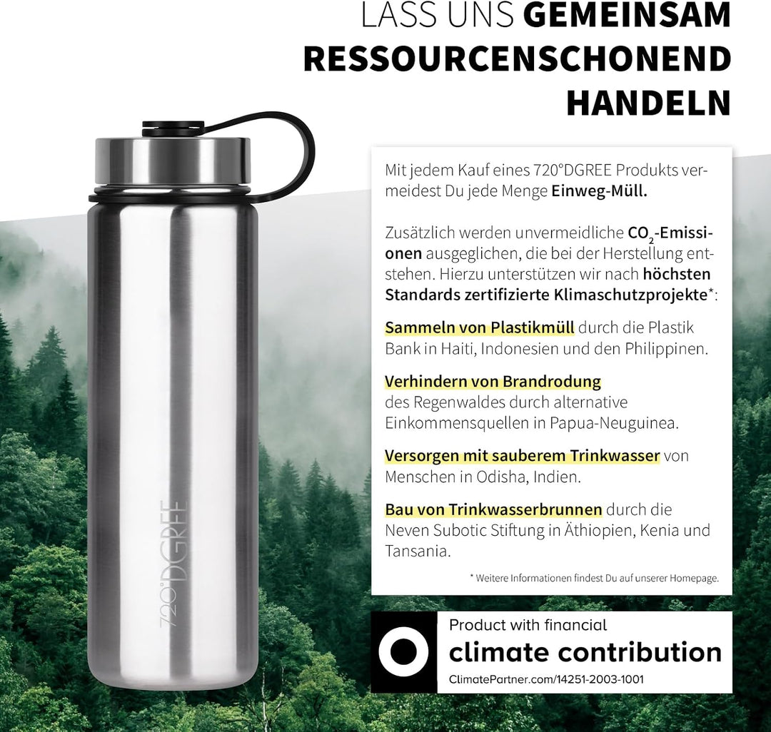 720°DGREE Edelstahl Trinkflasche “noLimit” - Auslaufsicher, Kohlensäure geeignet, BPA-Frei - Thermos