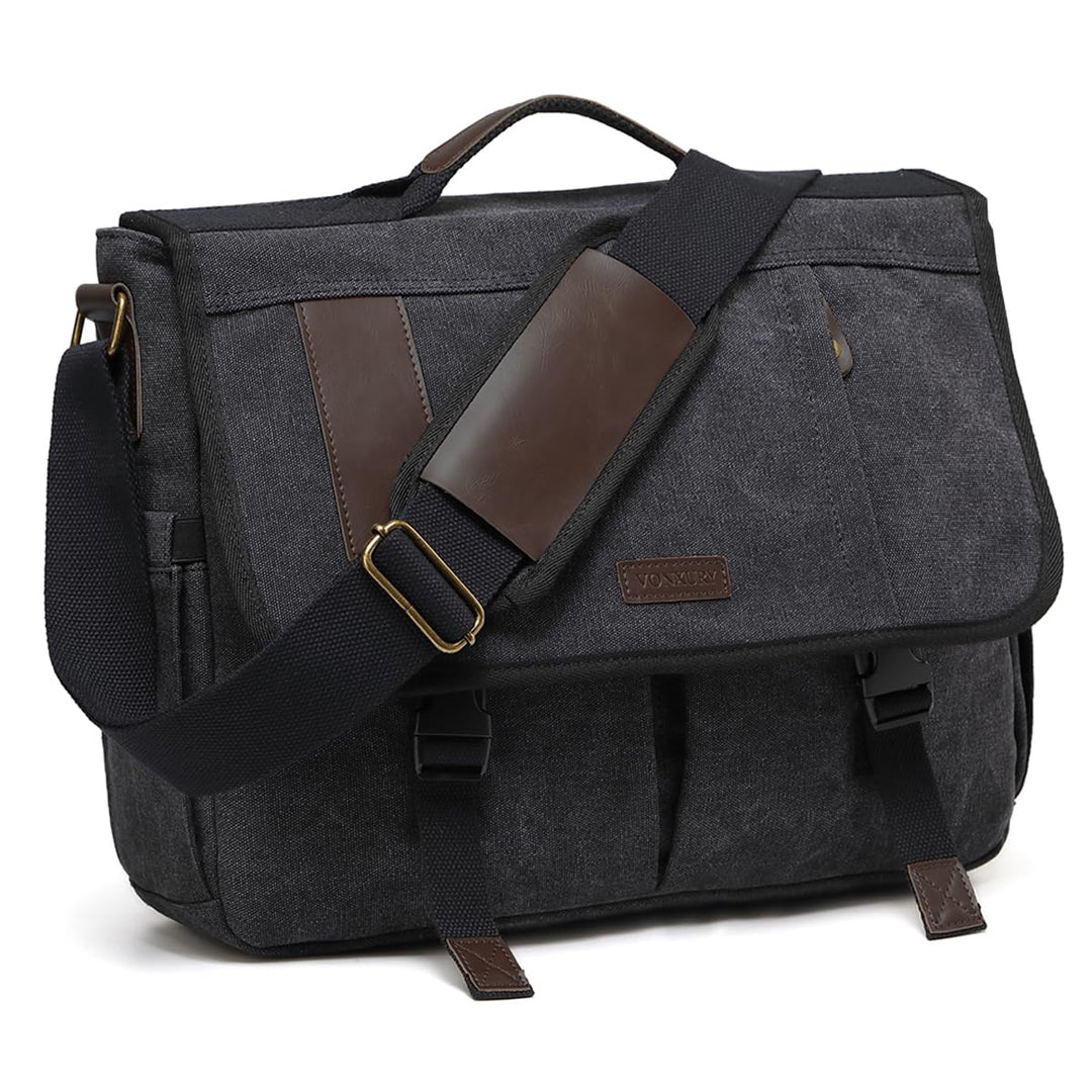 VX VONXURY Messenger Bag für Männer, Canvas Schultertasche 15.6 Zoll Laptop Crossbody Bag für Arbeit