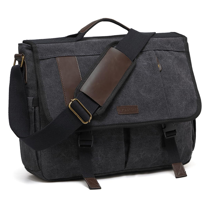 VX VONXURY Messenger Bag für Männer, Canvas Schultertasche 15.6 Zoll Laptop Crossbody Bag für Arbeit