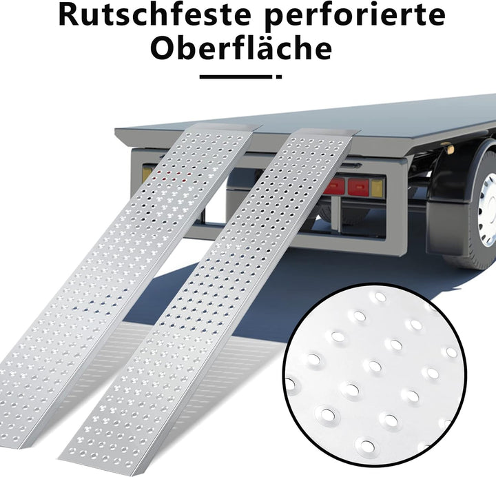 Ikodm 2X Auffahrrampe Verladeschiene Verzinkter Stahl Verladerampen Traglast bis zu 400 kg Laderampe