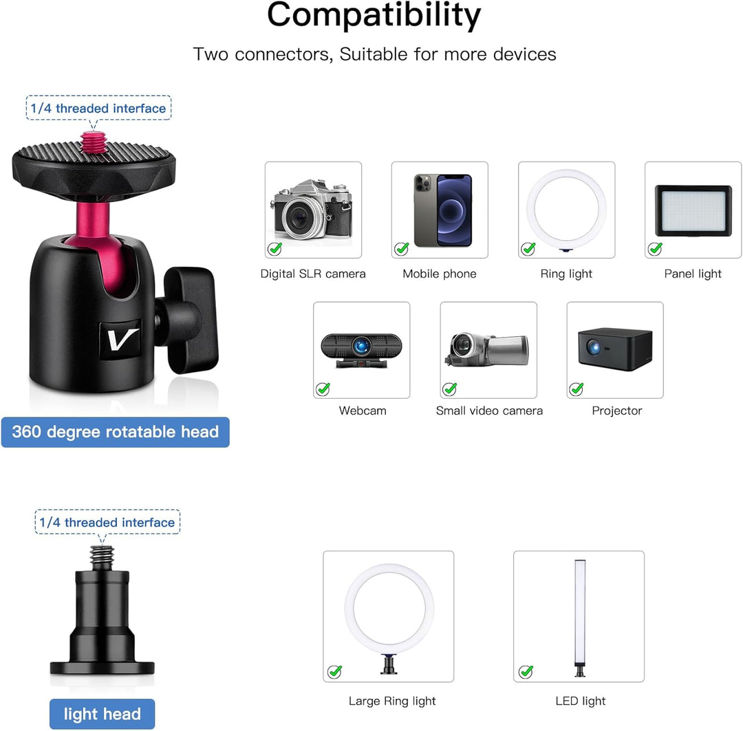 Victiv Kamera Tischhalterung, 37cm-105cm Kamera Tischstativ für DSLR Canon, Lichtstativ Klemmstativ