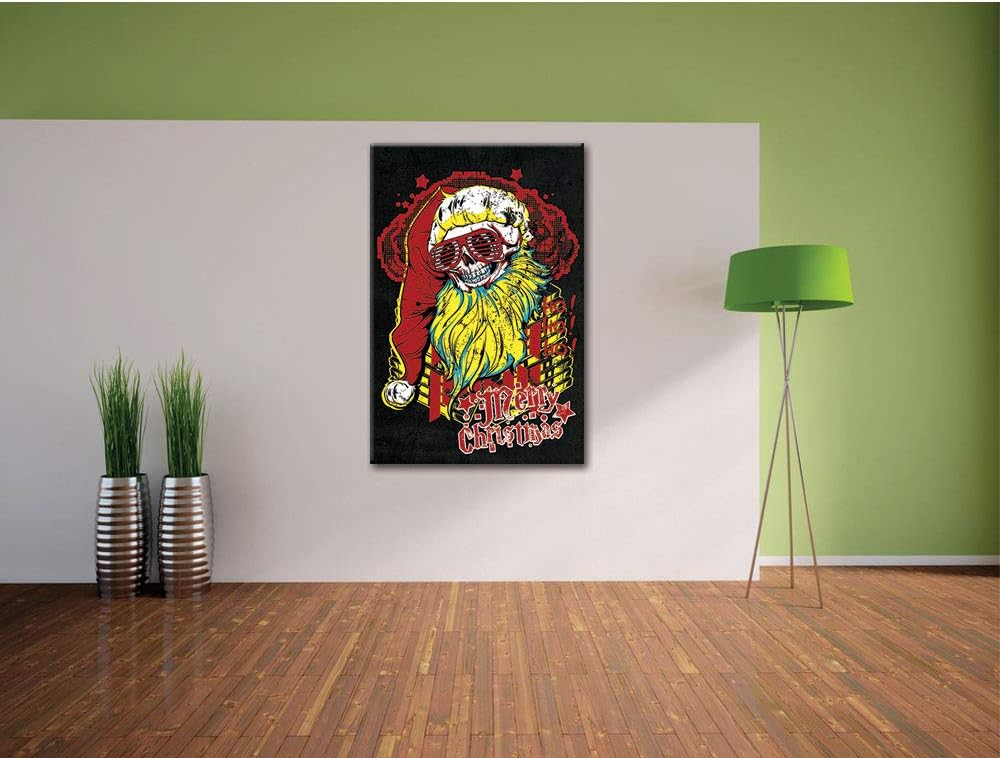 Dark Dead Santa black Leinwandbild Bild auf Leinwand, XXL riesige Bilder fertig gerahmt mit Keilrahm
