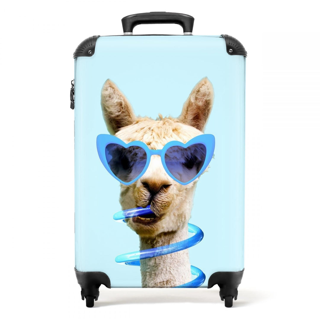NoBoringSuitcases.com® Koffer Junge Handgepäck Hartschalenkoffer Klein Kinder - Geschenke - Lama - S