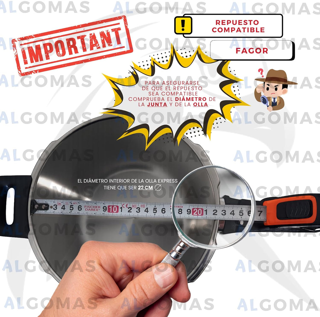 ALGOMAS® Express Fagor Topfdichtung | Ø 22 cm - Naturkautschuk | von Hand entformt | Express-Topf Fa