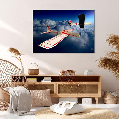 Bilder auf Leinwand 100x70cm Leinwandbild Segelflugzeuge fliegen hoch Modell Gross Wanddeko Bild Sch