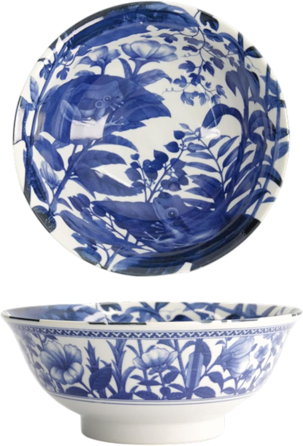 TOKYO Design Wa Kaeru Schalen 2er Set | Japanisches Porzellan | Suppenschalen mit Frosch-Motiv | Ø 2