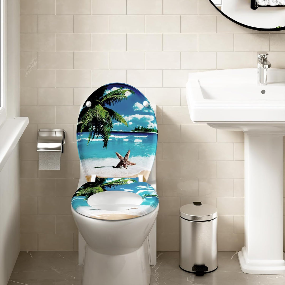 WOLTU WC-Sitz aus Duroplast, WC-Sitz mit Softclose-Funktion, WS2763 Strand, Strand