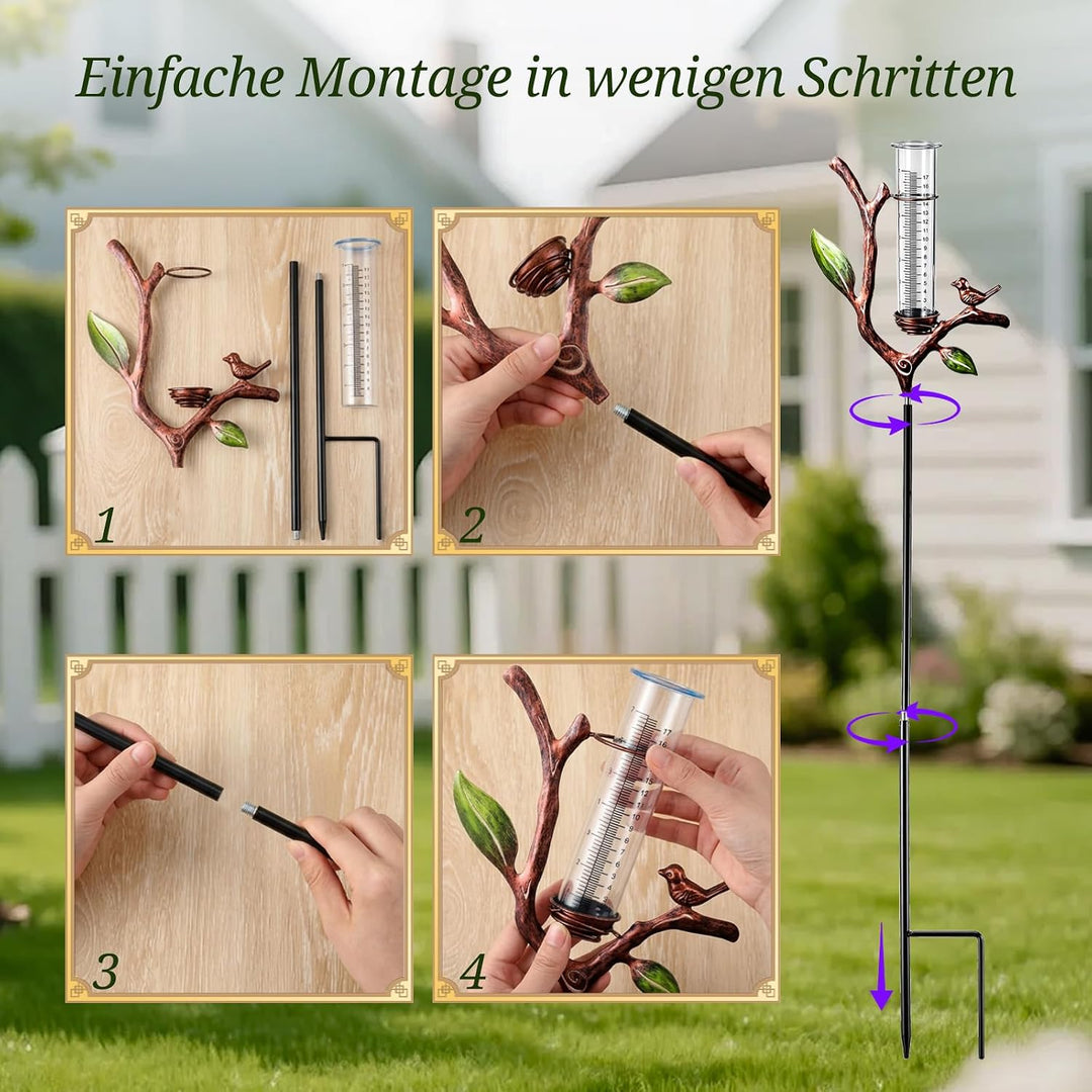 Regenmesser für Garten, Niederschlagsmesser Garten | Regenmesser mit h-förmigem Metallständer für Ga