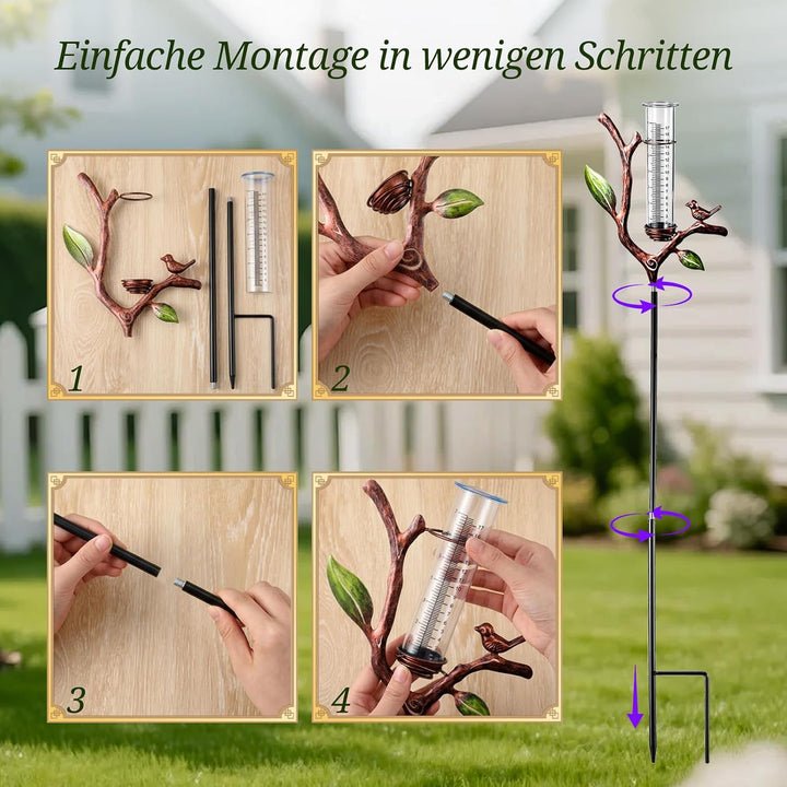 Regenmesser für Garten, Niederschlagsmesser Garten | Regenmesser mit h-förmigem Metallständer für Ga