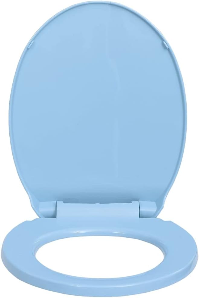 HOMIUSE Toilettendeckel 46x34 cm Toilettensitz mit Absenkautomatik Blau Oval Wc Sitz mit Absenkautom