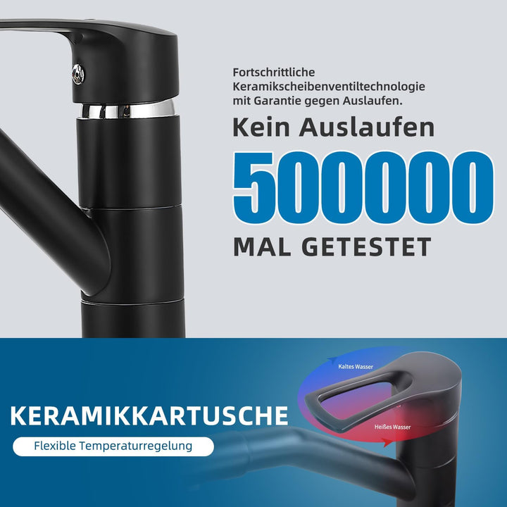 Wasserhahn Küche, Küchenarmatur mit Einhebelmischer, Keramikkartusche mit 360° Drehbarer Spültischar