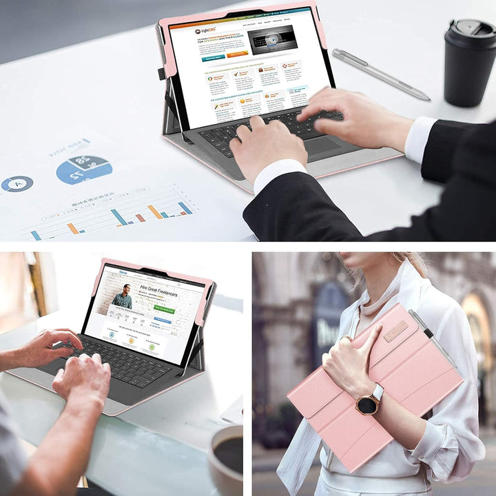 Fintie Hülle für Microsoft Surface Pro 7+ / 7/6 / 5/4 / 3 - Multi-Sichtwinkel Kunstleder Tasche Schu